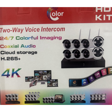 8 Channels 4K 8MP PoE Security Camera System, Color Night Vision, Two-Way Audio, Person Detection