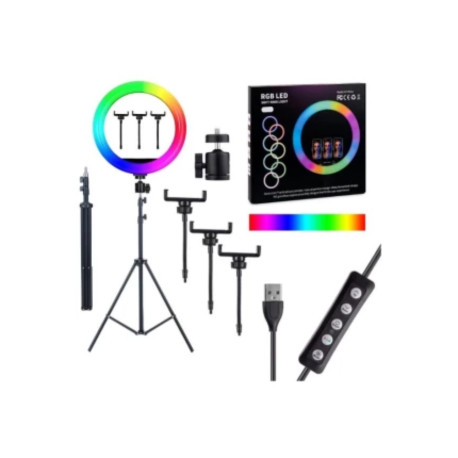Кільцева світлодіодна Led Лампа 36см MJ36 RGB 14inch із затискачем для телефону
