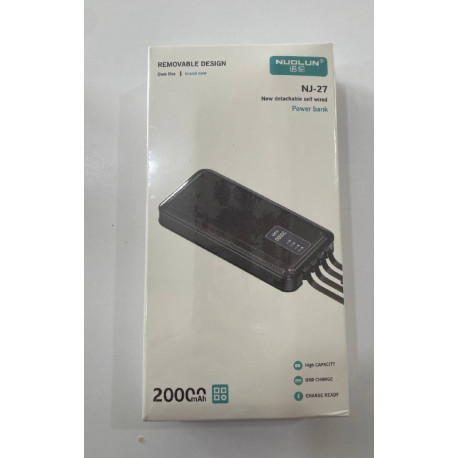 Power Bank 20000 мАЧ потужний з дротами для заряджання Чорний