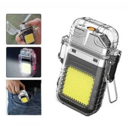 Електроімпульсна запальничка Flashlight 9258 спіральна USB запальничка з ліхтариком Чорна