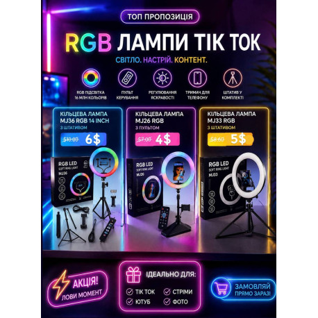 RGB кольцевые лампы